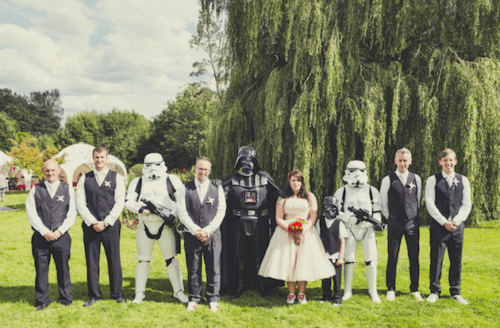 Amigos en boda star wars